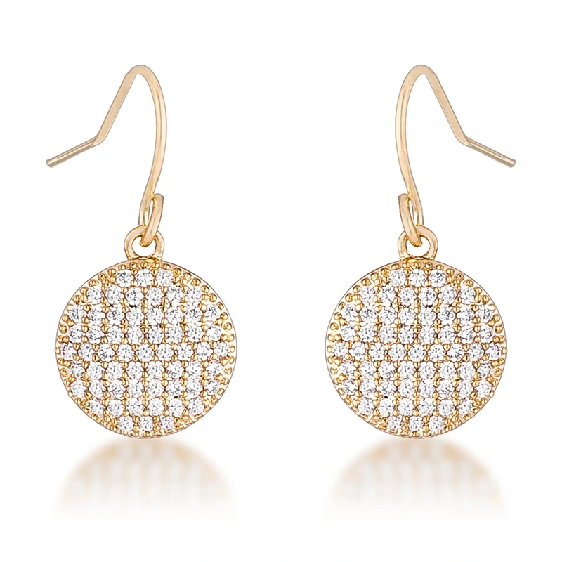 .6 Ct Elegant CZ Gold Plated Disk Earrings