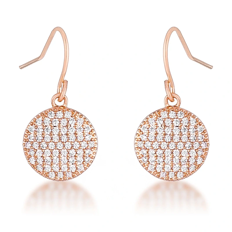 .6 Ct Elegant CZ Rose Gold Plated Disk Earrings