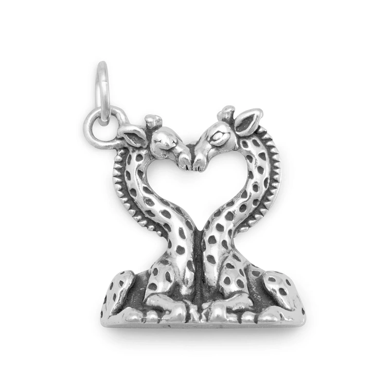 “I LONG For You” Heart Shaped Giraffes Charm